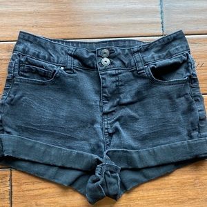 Black denim shorts